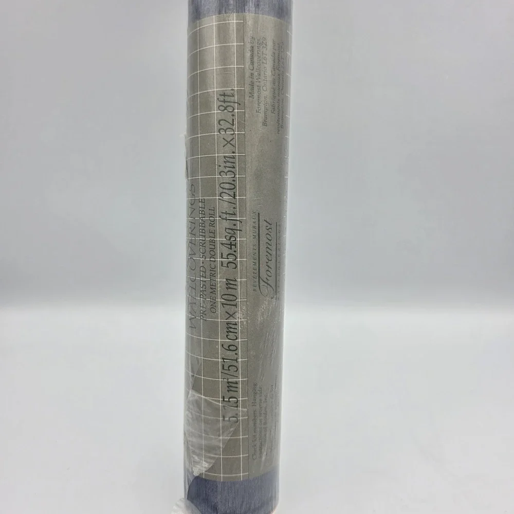 Vtg New Foremost Wallcoverings Prepasted Scrubbable Blue White Stripes